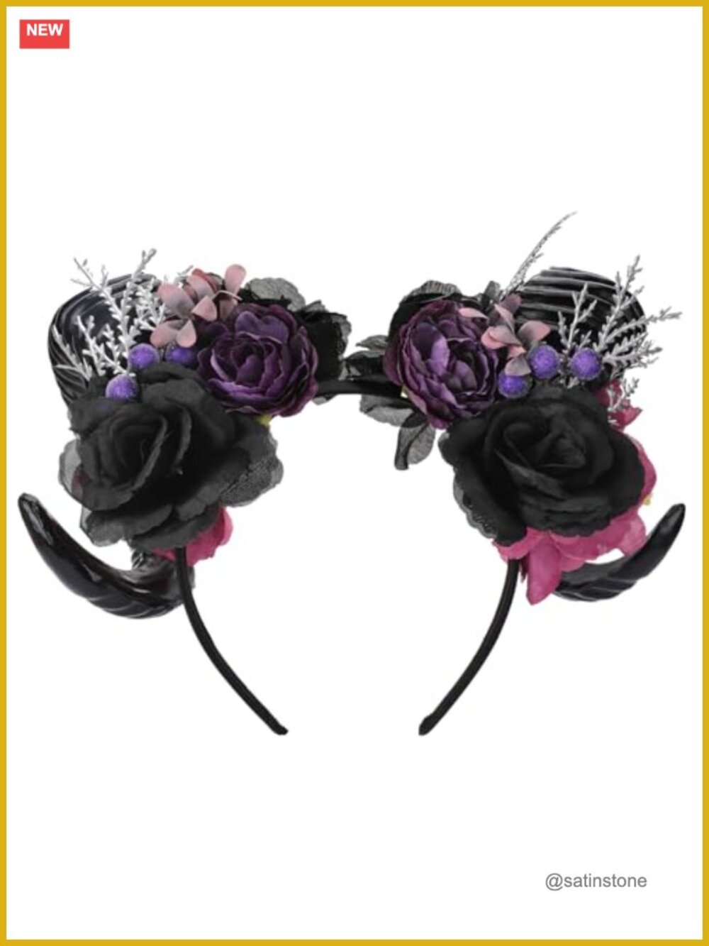 Sheep Horns Floral Headband Cosplay Costume Hair Accessory Adult